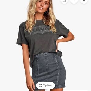 Free People Modern Femme Denim Skirt black 12